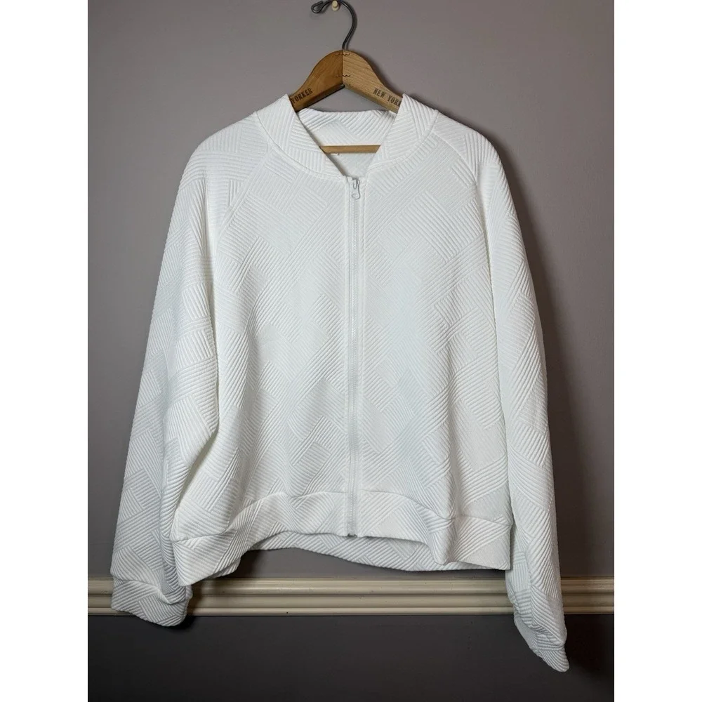 Unbranded Jacket Womens XL‎ White Full Zip Lightweight long sleeve